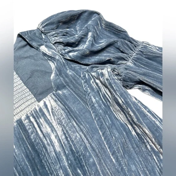 Wayf Velvet Bustier Corset Top Juliet Sleeves in Color Slate Womens Size Medium - Picture 11 of 16